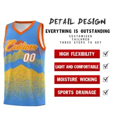 Powder Blue Khaki Mountain Fade Gradient Basketball Jersey 2