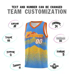 Powder Blue Khaki Mountain Fade Gradient Basketball Jersey 4