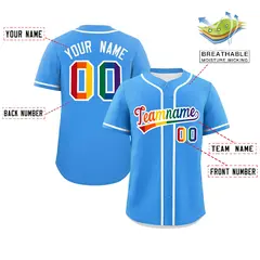 Powder Blue LGBT Rainbow Pride Month Baseball Jersey 2