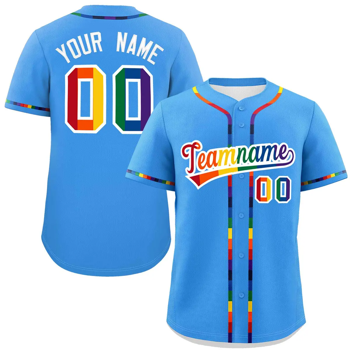 Powder Blue LGBT Rainbow Pride Month Baseball Jersey