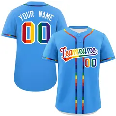 Powder Blue LGBT Rainbow Pride Month Baseball Jersey 1