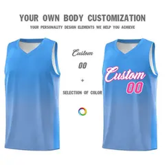 Powder Blue Light Blue Gradient Basketball Jersey 3