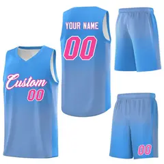 Powder Blue Light Blue Gradient Basketball Jersey 7
