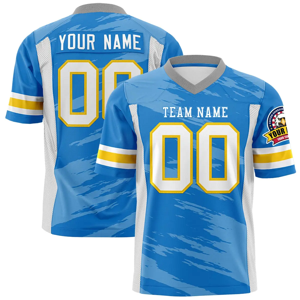 Powder Blue Light Gray Scratch Pattern Football Jersey