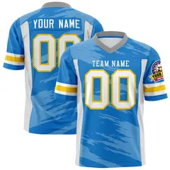 Powder Blue Light Gray Scratch Pattern Football Jersey