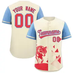 Powder Blue Light Khaki Raptor Series Raglan Baseball Jersey 1
