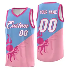 Powder Blue Light Pink Radiant Sun Two Tone Basketball Jersey 1