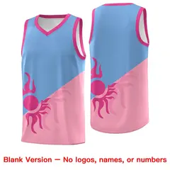 Powder Blue Light Pink Radiant Sun Two Tone Basketball Jersey 2