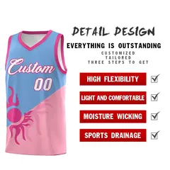 Powder Blue Light Pink Radiant Sun Two Tone Basketball Jersey 3