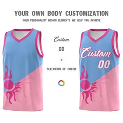 Powder Blue Light Pink Radiant Sun Two Tone Basketball Jersey 4