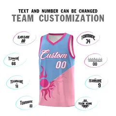 Powder Blue Light Pink Radiant Sun Two Tone Basketball Jersey 5