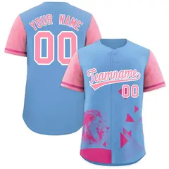 Powder Blue Light Pink Raptor Series Raglan Baseball Jersey 1