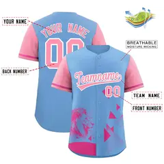 Powder Blue Light Pink Raptor Series Raglan Baseball Jersey 2