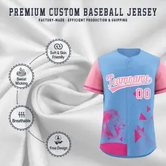 Powder Blue Light Pink Raptor Series Raglan Baseball Jersey 3