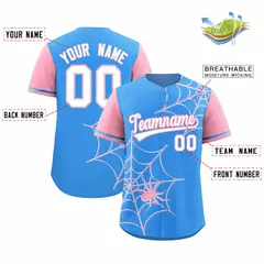 Powder Blue Light Pink Spider Web Raglan Baseball Jersey 2