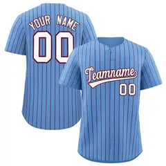 Powder Blue Maroon Stripe Fashion Baseball Jersey 1