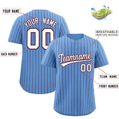 Powder Blue Maroon Stripe Fashion Baseball Jersey 2
