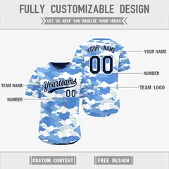 Powder Blue Midnight Blue Silver Camo Reversible Pullover Baseball Jersey 3