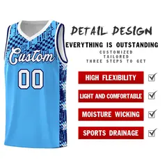 Powder Blue Mosaic Stars Basketball Uniform Jersey 2