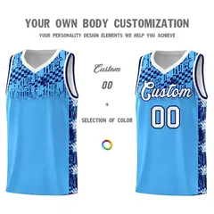 Powder Blue Mosaic Stars Basketball Uniform Jersey 3
