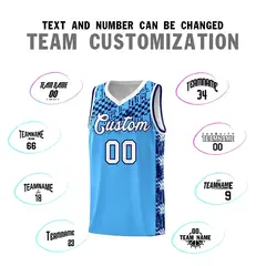 Powder Blue Mosaic Stars Basketball Uniform Jersey 4