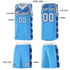 Powder Blue Mosaic Stars Basketball Uniform Jersey 5
