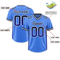 Powder Blue Navy and Royal Gradient Sides Football Jersey 2