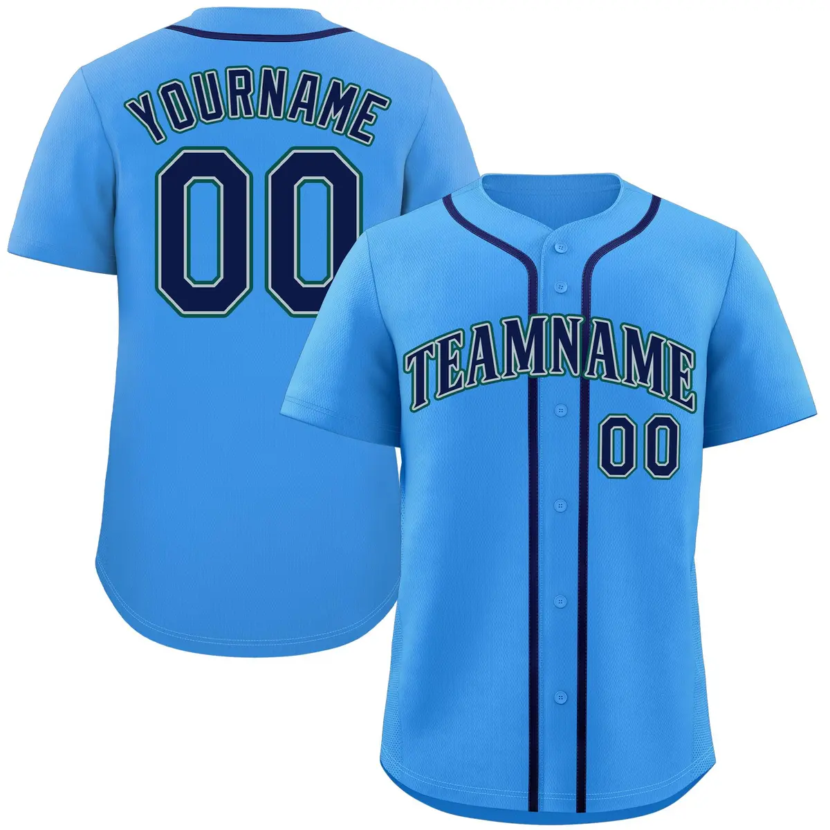Powder Blue Navy-Aqua Classic Style Baseball Jersey