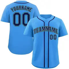 Powder Blue Navy-Aqua Classic Style Baseball Jersey 1
