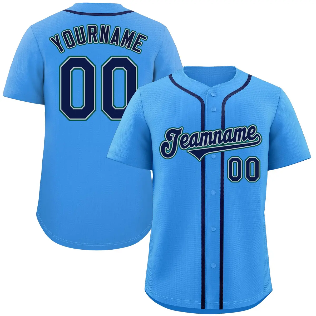 Powder Blue Navy-Aqua Classic Style Baseball Jersey