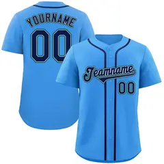 Powder Blue Navy-Aqua Classic Style Baseball Jersey 1