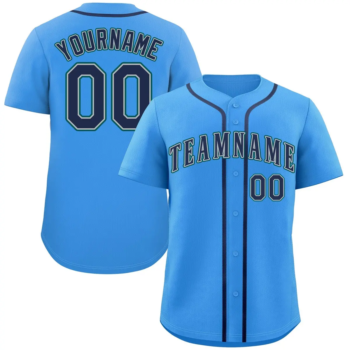 Powder Blue Navy-Aqua Classic Style Baseball Jersey
