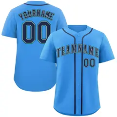 Powder Blue Navy-Aqua Classic Style Baseball Jersey 1