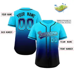 Powder Blue Navy-Black Gradient Baseball Jersey 2