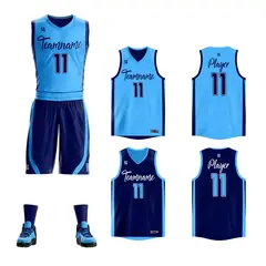 Powder Blue Navy Double Side Sportswear Basketball Jersey 1