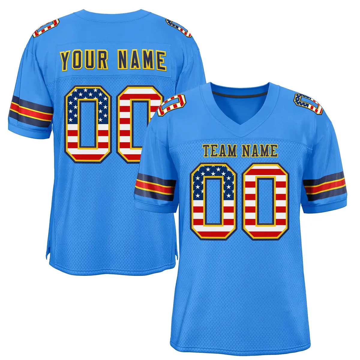 Powder Blue Navy-Gold Classic Style Football Jersey