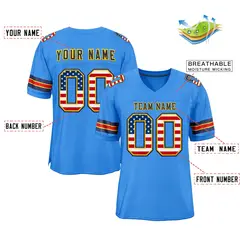 Powder Blue Navy-Gold Classic Style Football Jersey 2