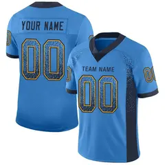 Powder Blue Navy-Gold Drift Fashion Mesh Football Jersey 1