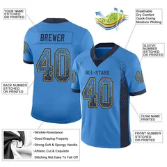 Powder Blue Navy-Gold Drift Fashion Mesh Football Jersey 2