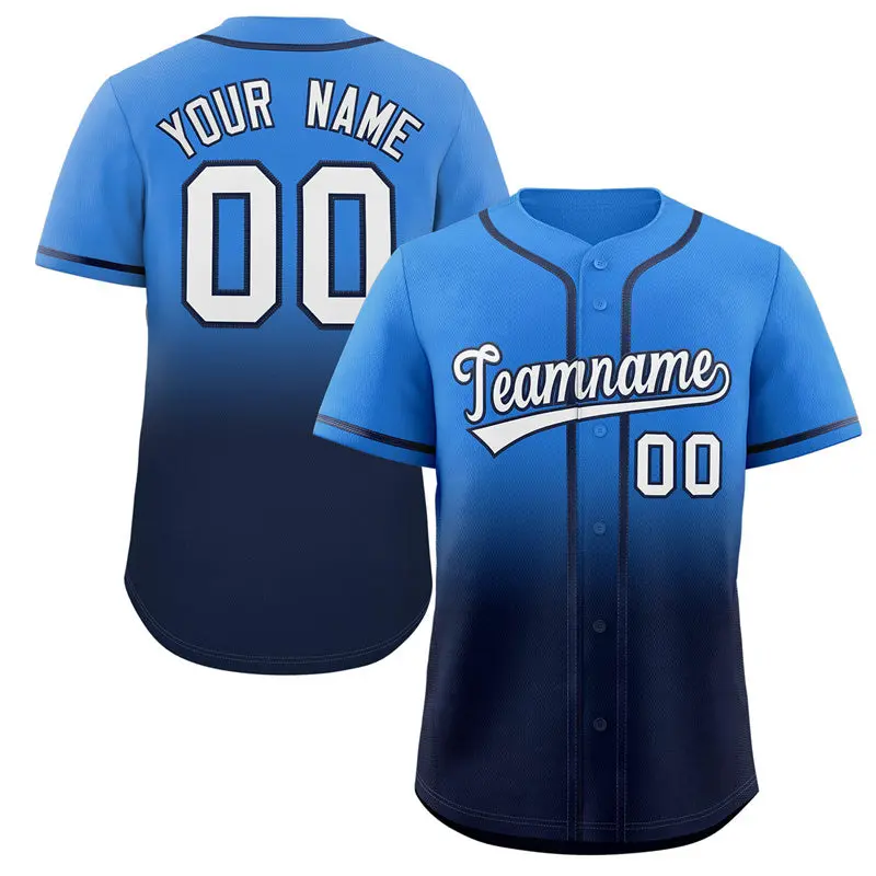 Powder Blue Navy Gradient Fashion Baseball Jersey