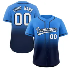 Powder Blue Navy Gradient Fashion Baseball Jersey