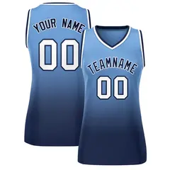 Powder Blue Navy Gradient Mesh Basketball Jersey for Women