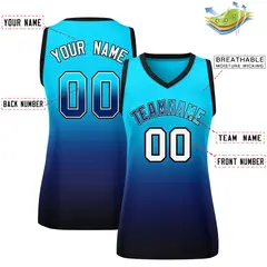 Powder Blue Navy Gradient Mesh Basketball Jersey for Women 2
