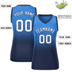 Powder Blue Navy Gradient Mesh Basketball Jersey for Women 2