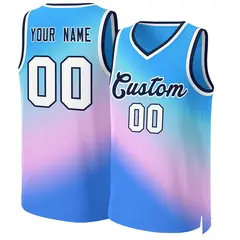 Powder Blue-Navy Gradient Slash Basketball Jersey 1