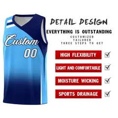 Powder Blue Navy Gradient Sports Uniform Basketball Jersey 2