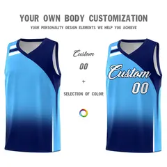 Powder Blue Navy Gradient Sports Uniform Basketball Jersey 3