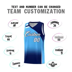 Powder Blue Navy Gradient Sports Uniform Basketball Jersey 4