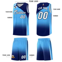 Powder Blue Navy Gradient Sports Uniform Basketball Jersey 5