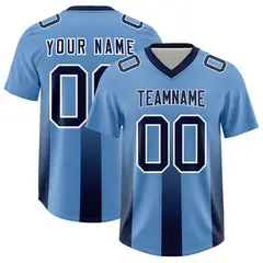 Powder Blue Navy Gradient Vertical Stripe Football Jersey 1